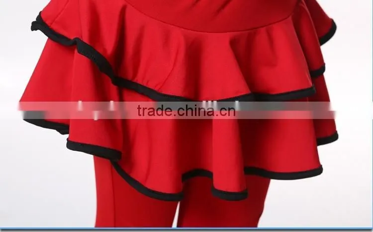 New Girls Kid Latin Performance Tops And Pants Suit Child Long Sleeve Back V-neck Cross Dance Costumes