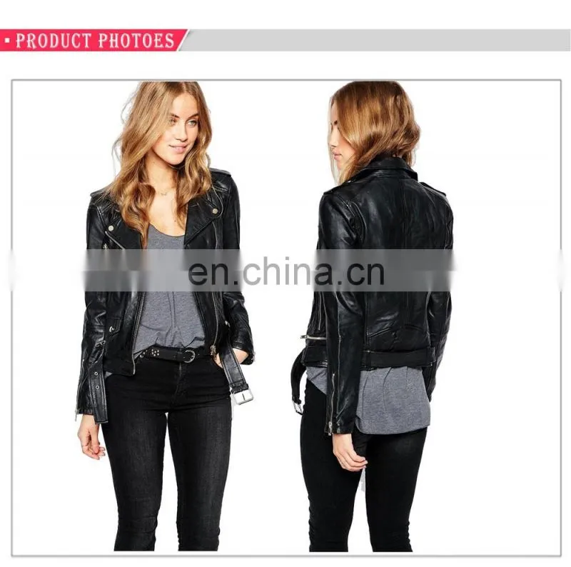 Women Special Design Punk Style Motorbike Leather Jacket