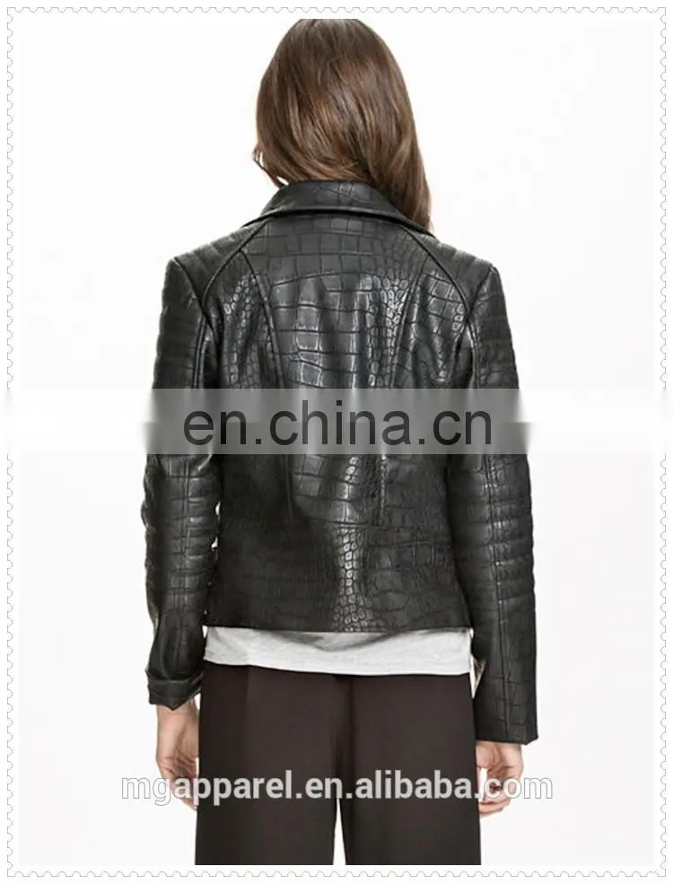 outdoor fashion girls structured fancy faux leather biker jacket low price