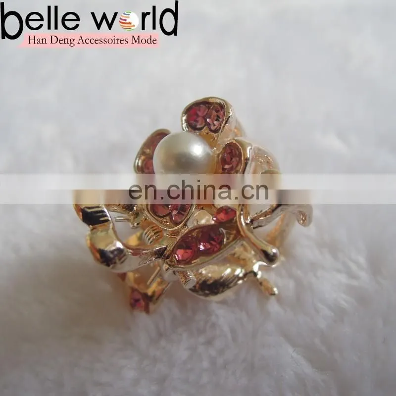 Wedding Flower Rhinestone Pearl Mini Hair Claw Clips
