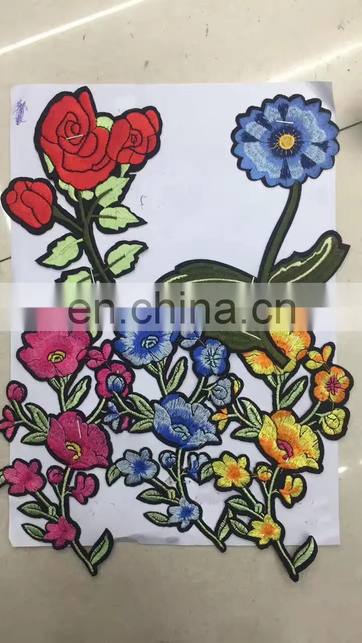 embroidery patches stick on applique for shirt /shoes iron on embroidery patch