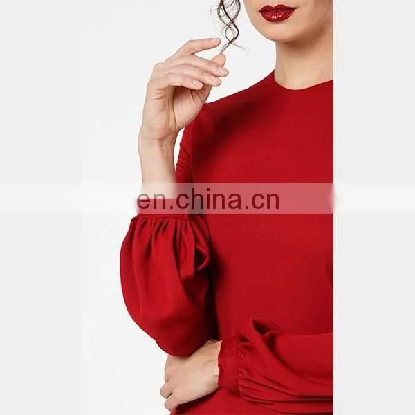 Modern islamic clothing wholesale fashion ruffle design long bell sleeve baju kurung