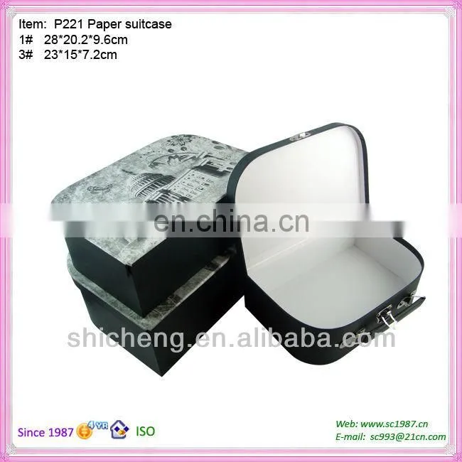 Paper cardboard suitcases box with handle for toys