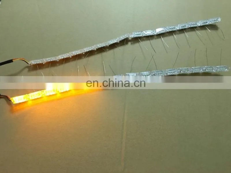 50cm crystal extendable led flexible drl with flow turn signal 16leds white amber daytime running light headlight for car