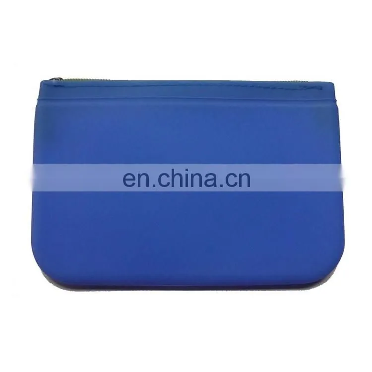Factory Both Side Plain Design Zipper Cosmetic Purse Wallet Kids Pencil Case Silicone Bag