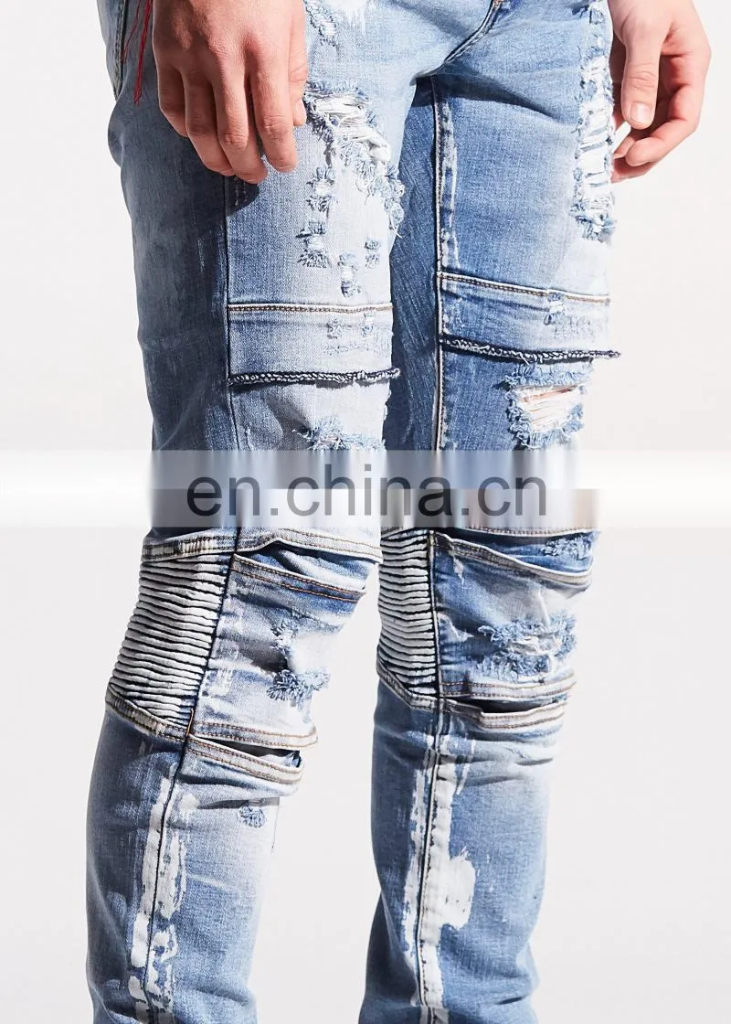 DiZNEW WHOLESALE BIKER DENIM OEM MENS JEANS SKINNY FOR MEN