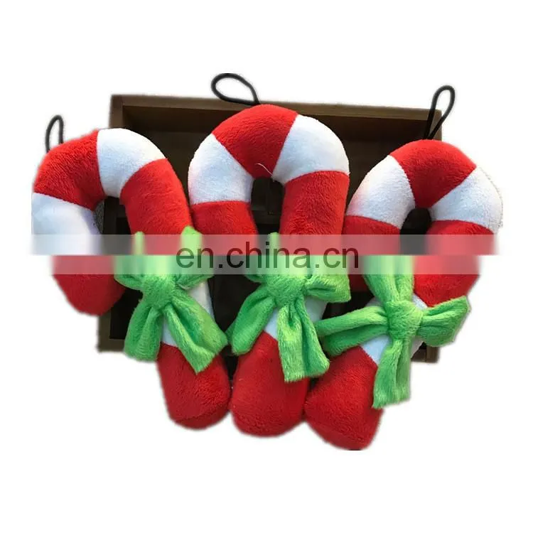 Teddy puppy molar bite-resistant Christmas candy cane dog toy squeaky pet christmas toy