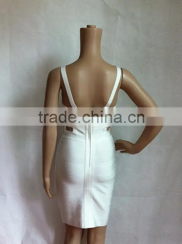 Summer dress Wholesale high quality sey and elegant fashion Ladies cutout strap black white red blue evening party bandage dress