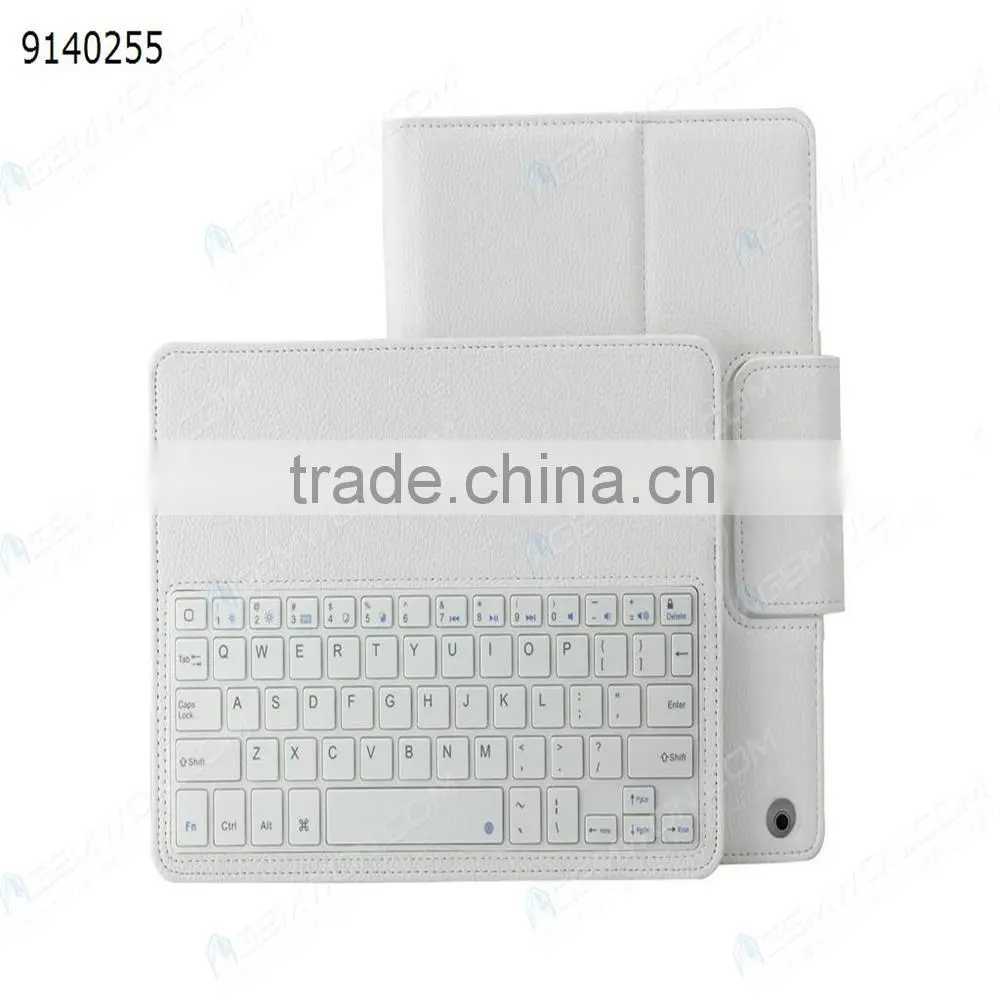 bluetooth keyboard for iPad Air,white Removable plastic keyboard with synthetic leather case