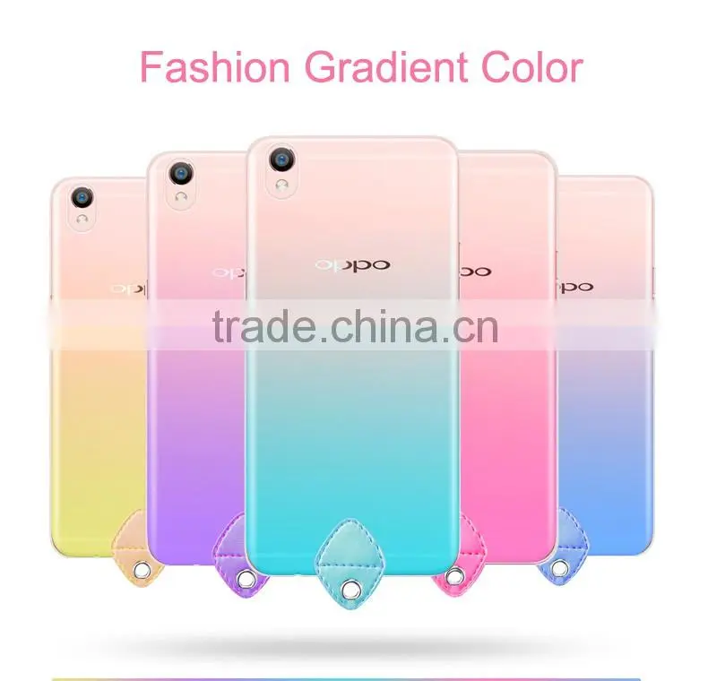 MOFi Original Gradient Color TPU Soft Case for OPPO F1 Plus, Mobile Phone Lanyard Pouch Slim Silicone Back Cover for OPPO R9