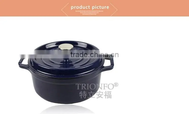 Trionfo blue pot pre-seasoned cast iron cookware enameled casserole hot pot