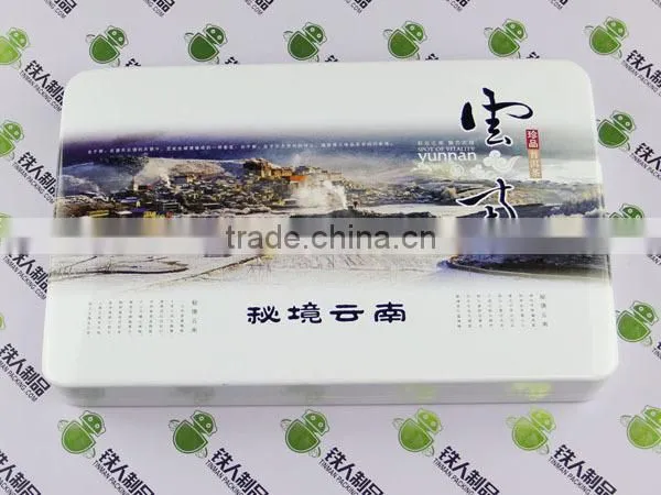 Empty square tea tin box printed iron metal steel coffee case manufacturer