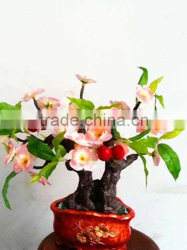 Home decoative lighted LED plastc cherry blossom with fruit bonsai tree