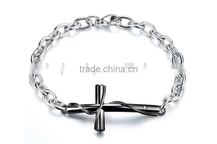 Stainless steel bracelets Cross couple bracelet titanium steel rose gold plating valentine's day gift