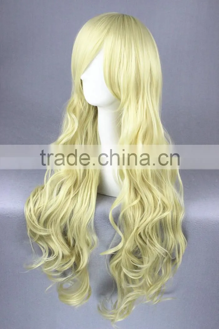 High Quality 80cm Long Wave K-ON!-Kotobuki Tsumugi Light Gold Synthetic Anime Wig Cosplay Hair Wig Party Wig