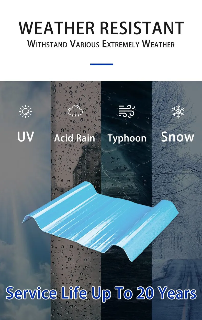Waterproof Translucent Roof Tiles Insulated Corrugated Glass Fiber Roof Tiles