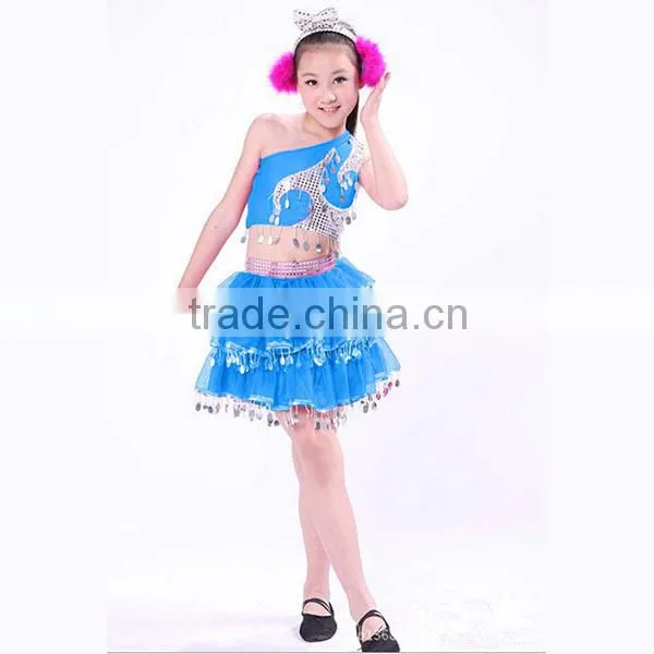 Supply beautiful show girls dance costume kids modern dance arabic Mongolian dance sequin costume