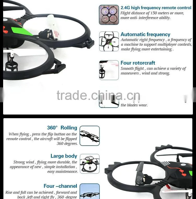 New Arrived model aircraft 2.4G 6 Axis 4 Channel RC quadrocopter with lights UFO RC drone with desirable camera
