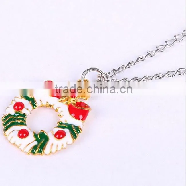 Zinc alloy Christmas Stockings snowman bell necklace