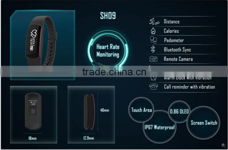 New products 2016 innovative product Wireless bluetooth activity wristband heart rate monitor smart bracelet manual