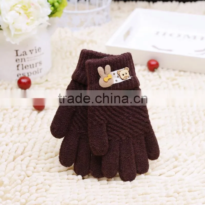 Children warm Cartoon knitted gloves, Full Finger lovely gloves