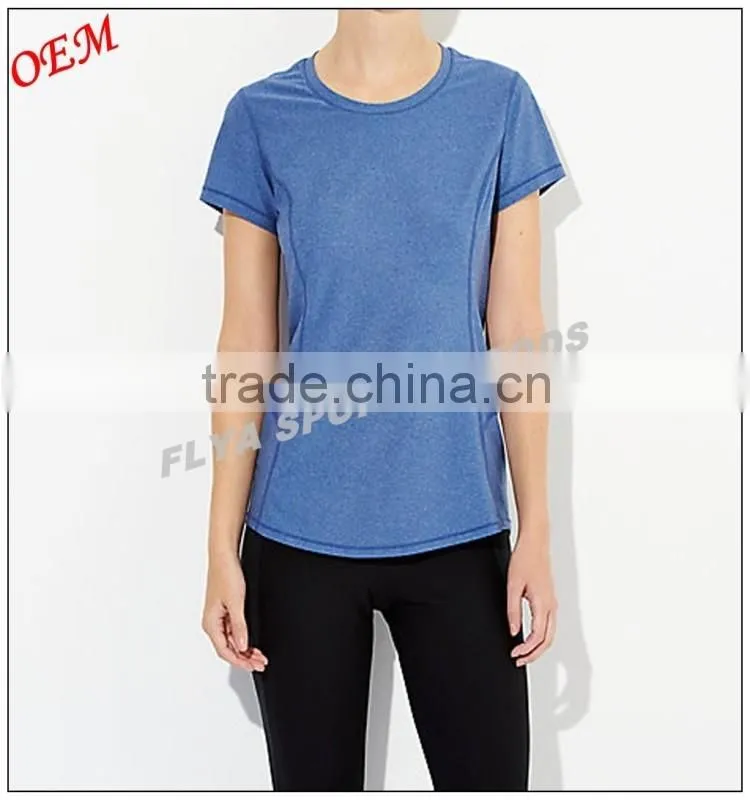Polyester Spandex Wholesale Woman Sports Yoga Wear Fashion Fitness Gym T-Shirt