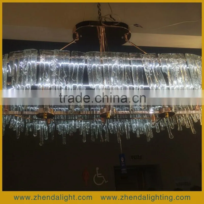 Brilliant Oval Shape Ice Flow Art Top Class Hand Blown Glass Pendent Chandelier