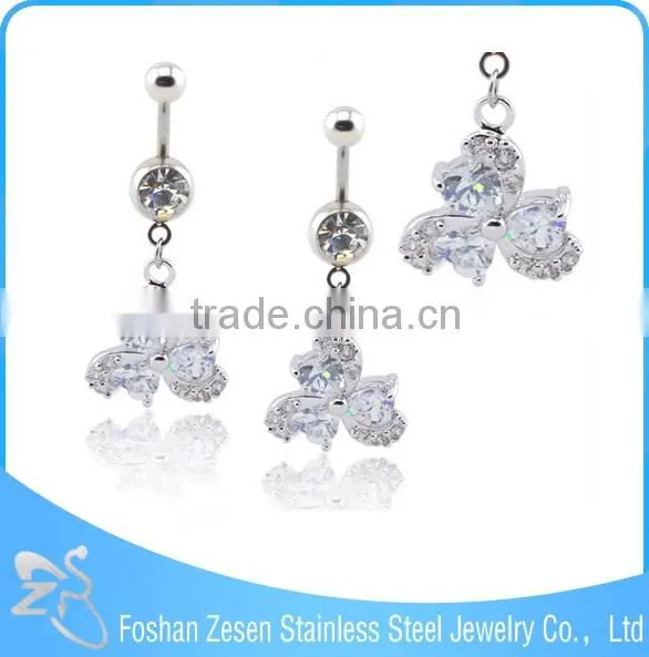 China manufacturer medical steel wholesale hanging crystal elephant belly ring