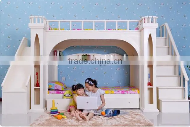 European princess bedroom furniture white castle bed for kids