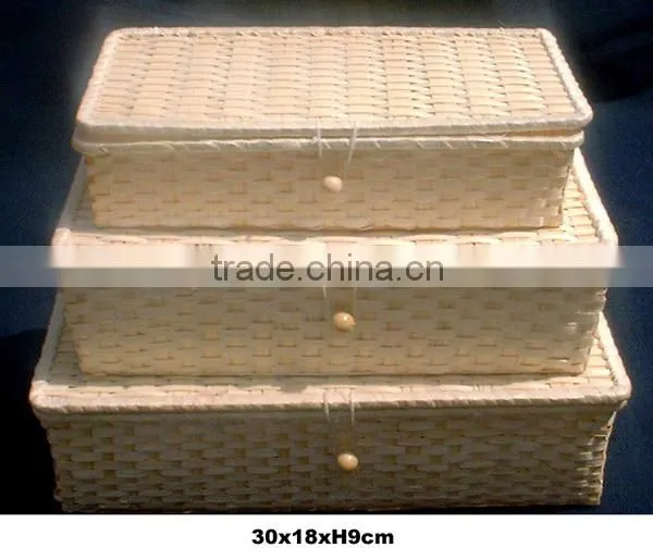 set of 3 rectangular bamboo box