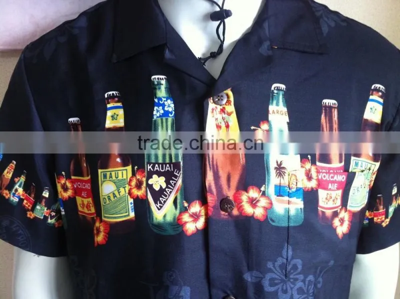 Black Beach Shirt Short Sleeve Hawaiian Shirts for men