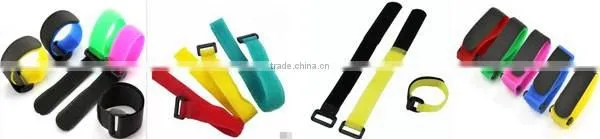 Customized adjustable hook and loop cable tie with buckle