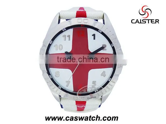 Fashion Cross Pattern Dial Fabric Strap Sport Watch for Couples
