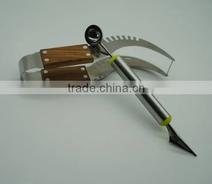 Watermelon Slicer Tongs and Double Melon Baller &carver - Top Rated Premium Stainless Steel Watermelon Corer, Cutter, Knife