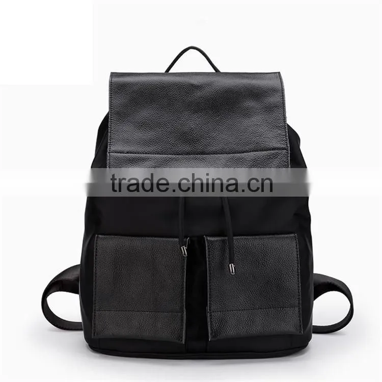 women leather backpack custom fashion design black oxford and calfskin leather backpacks