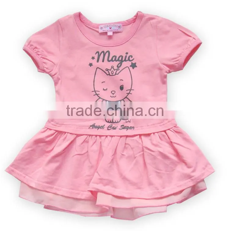 SUMMER GIRL'S DRESS 100 % COTTON. SHORT SLEEVE GIRLS DRESS OEM/ODM TOP BRAND