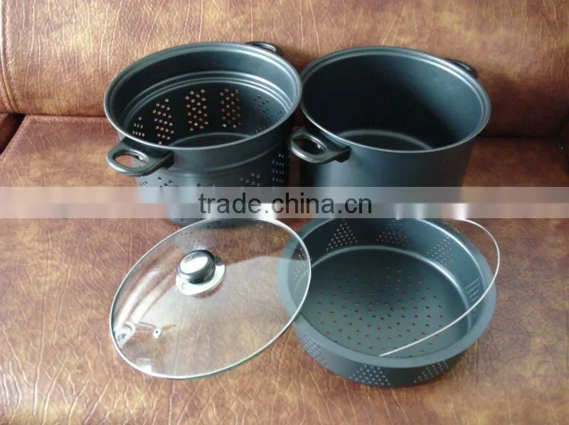 CARBON STEEL SET 3 PCS POT WITH STEAMER STEAM COOKER
