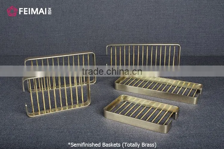 Bathroom Design Brass Metal Shampoo Stroage Basket Caddy