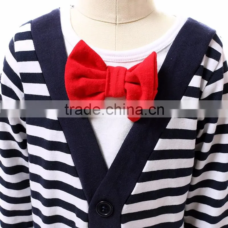 2016 Newborn Baby Cotton bodysuit Kid Boys Clothing baby romper with bowtie