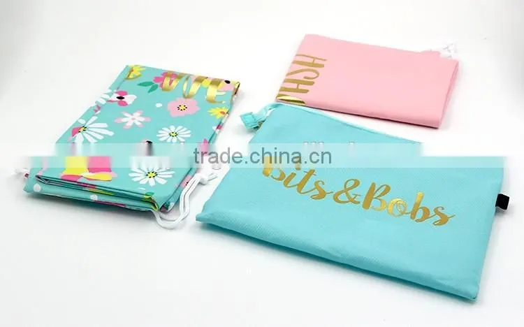 Customized printing polyester packaging travel drawstring bag travel bag set with 3 sizes