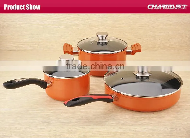 Capsuled Bottom Aluminum coating ceramic pots for cooking