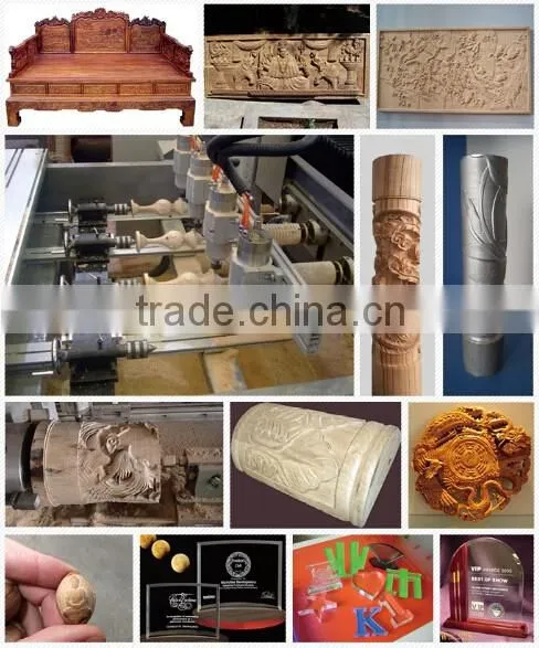 Hot sale QL- 9080 Independent 4 spindles 3d rotary carving cnc router wood price good