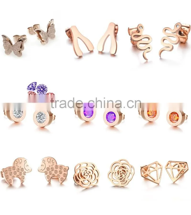 hot sale popular design stainless steel zircon earring for girls