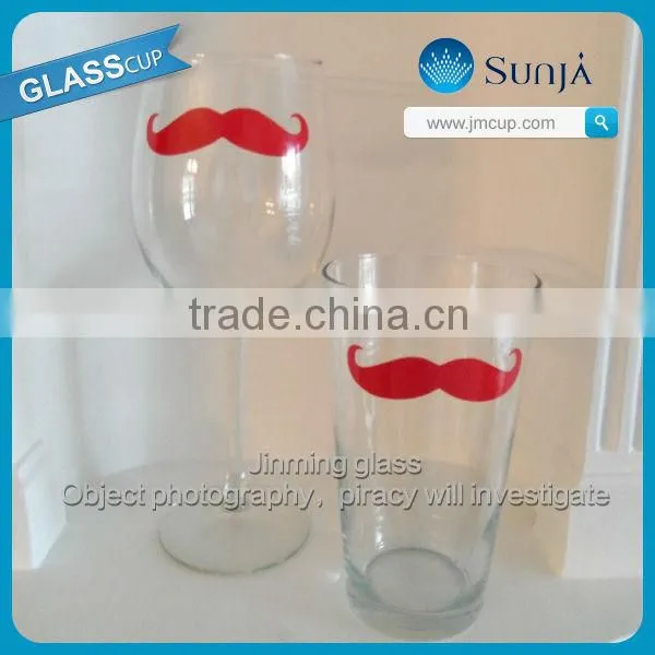 Novelty mustache decal wine goblet red colored wine glasses black wine glass fancy drinking glass wine goblet