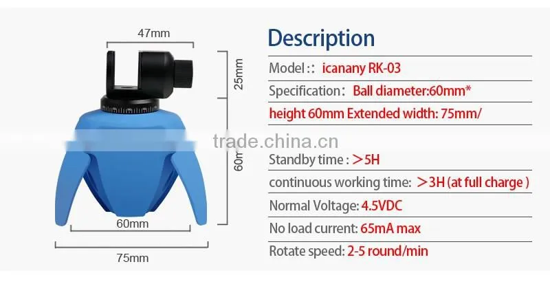 RK-03 360-degree Rotate Smart Mini Panorama Robot Selfie Photography for iPhone 6s/6/plus Apple IOS and Android System