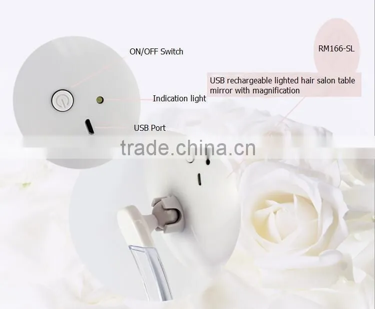 USB rechargable desktop led makeup mirror 7x/10x magnifying