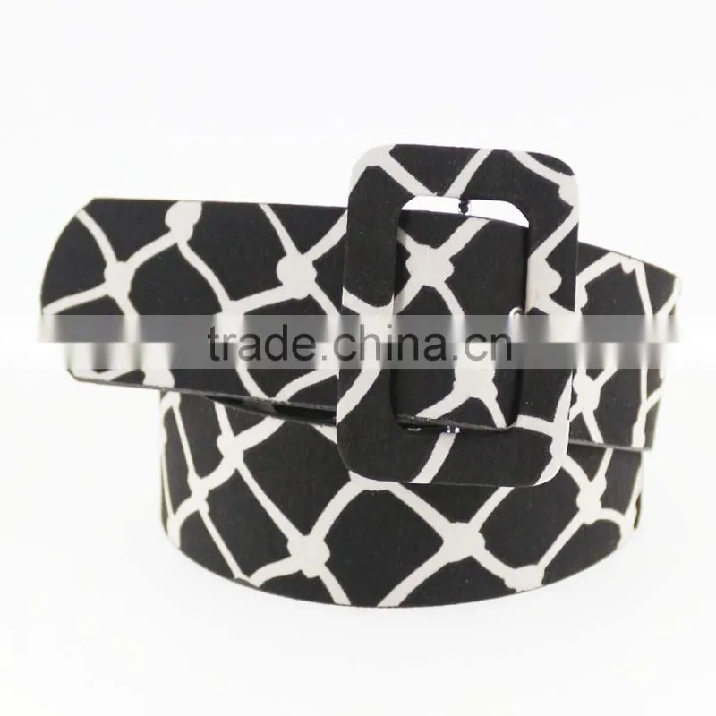 NEW design pu casual dresses belt for women with fashion printed cloth