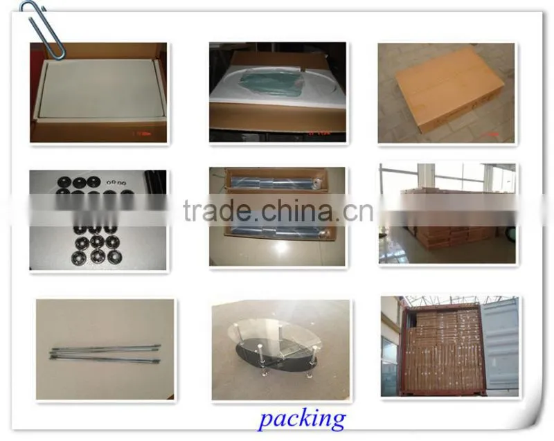 Modern Design Glass and Metal Coffee Table with Picture Print