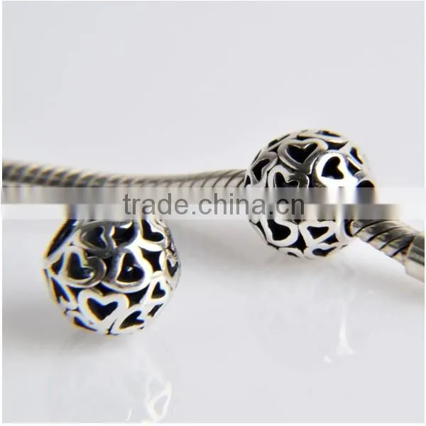 Popular 925 sterling silver oxidized charm beads