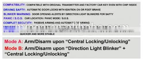 2 in 1 Upgrade Keyless Entry Car Alarm using Original OEM factary remote, security alarm system, keyless entry, Alarma Upgrade